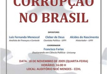 Corrupo no Brasil  tema de seminrio na UFPI nesta quarta-feira (18)