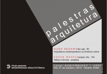 Palestras sobre Arquitetura e Urbanismo acontecem dia 21/10 no CT