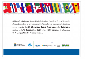 Convite: Encerramento da XX Olimpada Ibero-Americana de Qumica