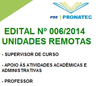 Edital nº 006/2014 PRONATEC - Resultado Final