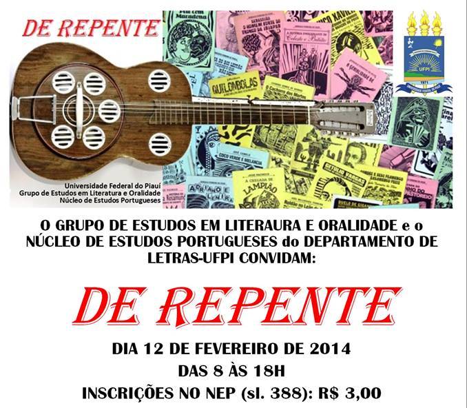 DE REPENTE: Ciclo de palestras sobre literatura e oralidade